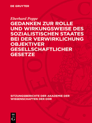 cover image of Gedanken zur Rolle und Wirkungsweise des sozialistischen Staates bei der Verwirklichung objektiver gesellschaftlicher Gesetze